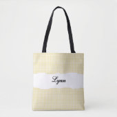 Classic Yellow & White Gingham | Personalized Name Tote Bag (Voorkant)