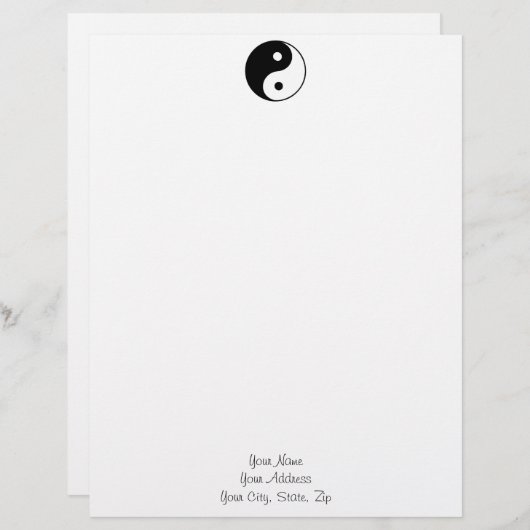 Classic Yin Yang Briefhoofd Sjabloon (Voorkant / Achterkant)