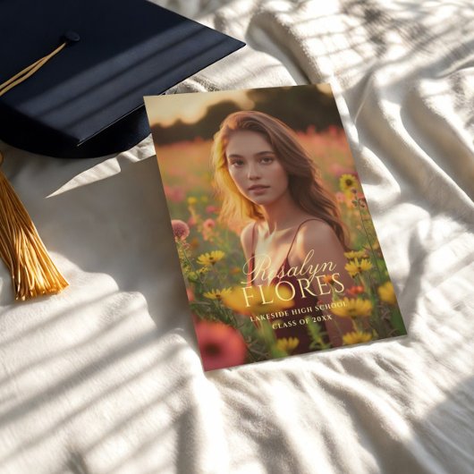 Classic Zacht Geel Kalligrafie Afstuderen Kaart