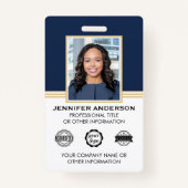 Classic Zakelijke Foto ID Blauw Goud Badge (Voorkant)