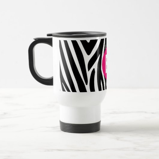 Classic Zebra Stripes Bight Pink Monogram Reisbeker (Links)