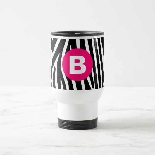 Classic Zebra Stripes Bight Pink Monogram Reisbeker (Center)