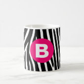 Classic Zebra Stripes Bright Pink Monogram Koffiemok (Center)