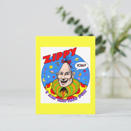 Classic Zippy Yellow Briefkaart (Staand voorkant)
