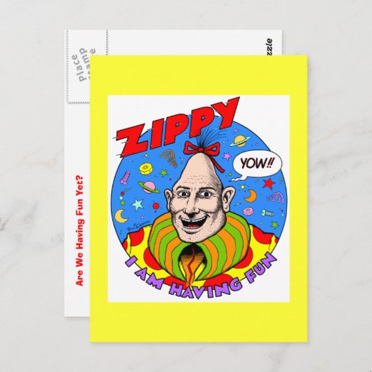 Classic Zippy Yellow Briefkaart (Voorkant / Achterkant)