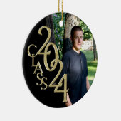 Classic Zwart 2024 Afstuderen Foto Keramisch Ornament (Rechts)