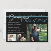 Classic Zwart Afstuderen Tri-Photo Kaart (Voorkant)