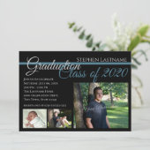 Classic Zwart Afstuderen Tri-Photo Kaart (Staand voorkant)