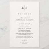 Classic Zwart & Ecru Monogram Bruiloft Menu (Voorkant)