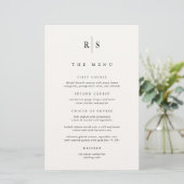 Classic Zwart & Ecru Monogram Bruiloft Menu (Staand voorkant)