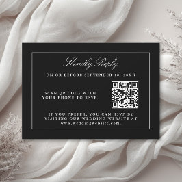 Classic Zwart Eenvoudig Elegant RSVP met QR-code