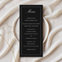 Classic Zwart Eenvoudige Elegantie Wedding Menu
