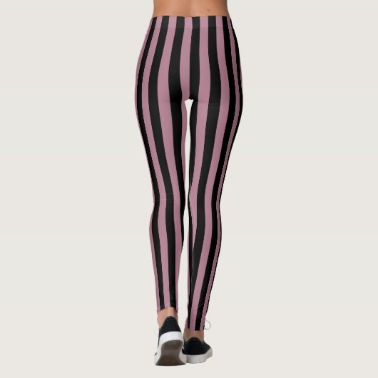 Classic Zwart en Roze Strip Patroon Leggings (Achterkant)