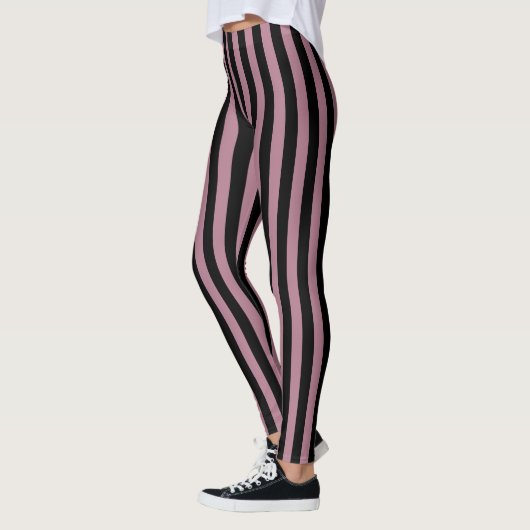 Classic Zwart en Roze Strip Patroon Leggings (Links)