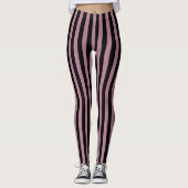 Classic Zwart en Roze Strip Patroon Leggings (Voorkant)