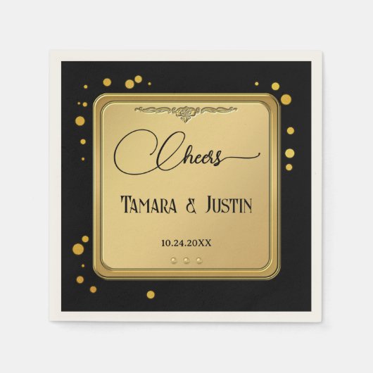 Classic Zwart Goud Confetti Servet (Voorkant)