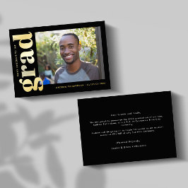 Classic Zwart Goud Foto Afstuderen Aankondiging