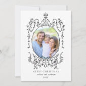 Classic Zwart  Lijst Vrolijke Kerstfoto Feestdagenkaart (Voorkant)