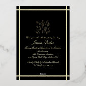 Classic Zwart Minimalistische Folie Uitnodiging (Achterkant)