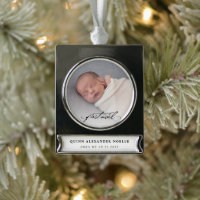 Classic Zwart Script Baby Eerste Noel Foto