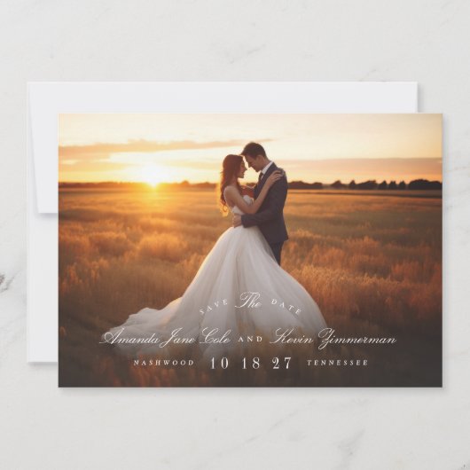 Classic Zwart Stropdas Foto QR Code Trouwwebsite Save The Date (Voorkant)