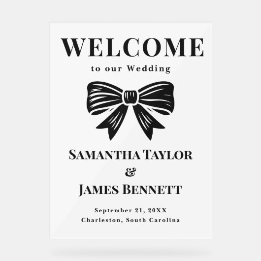Classic Zwart Stropdas Wedding Entrance Board Acryl Bord (Voorkant)
