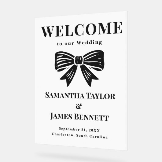 Classic Zwart Stropdas Wedding Entrance Board Acryl Bord (Hoek)