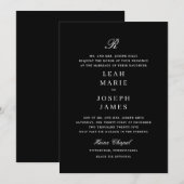 Classic Zwart Stropdas Zwart Wit Huwelijksuitnodig Kaart (Voorkant / Achterkant)