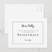 Classic Zwart Typografie /Bruidsmeisje Aanvraag Briefkaart (Voorkant / Achterkant)