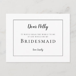 Classic Zwart Typografie /Bruidsmeisje Aanvraag Briefkaart