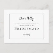 Classic Zwart Typografie /Bruidsmeisje Aanvraag Briefkaart (Voorkant)