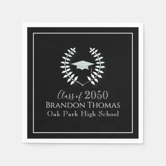 Classic Zwart-wit Afstuderen Custom Servet (Voorkant)