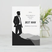 Classic Zwart & Wit Beste Man Voorstel Kaart (Staand voorkant)