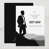 Classic Zwart & Wit Beste Man Voorstel Kaart (Voorkant / Achterkant)