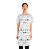 Classic Zwart-wit Bloemen Checkerboard Schort
