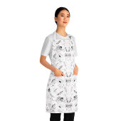 Classic Zwart-wit Bloemen Checkerboard Schort