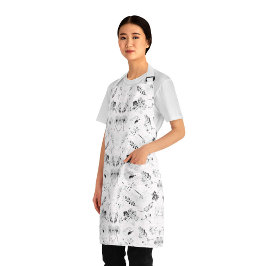 Classic Zwart-wit Bloemen Checkerboard Schort