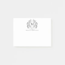 Classic Zwart Wit Bloemen  Crest Monogram