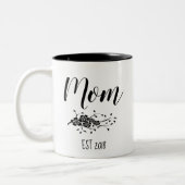 Classic Zwart Wit Bloemen Mom Mok (Links)