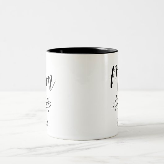 Classic Zwart Wit Bloemen Mom Mok (Center)