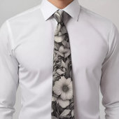 Classic Zwart-wit Bloemen Stropdas