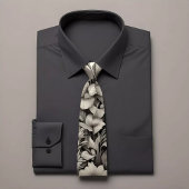 Classic Zwart-wit Bloemen Stropdas