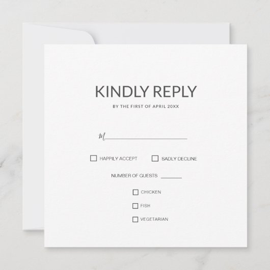 Classic Zwart-wit Border Bruiloft RSVP Kaart (Achterkant)