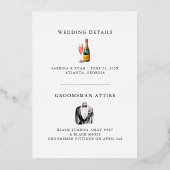 Classic Zwart-wit Bow Stropdas Groomsman Folie Uitnodiging (Achterkant)