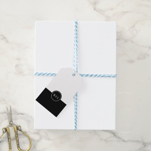 Classic Zwart & Wit Bruiloft Favor Label Cadeaulabel (Met Touw)