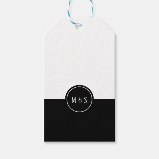 Classic Zwart & Wit Bruiloft Favor Label Cadeaulabel (Voorkant)