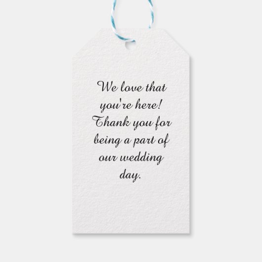 Classic Zwart & Wit Bruiloft Favor Label Cadeaulabel (Achterkant)