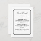 Classic Zwart Wit Bruiloft Gast Details Informatiekaartje (Voorkant / Achterkant)