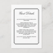 Classic Zwart Wit Bruiloft Gast Details Informatiekaartje (Voorkant)