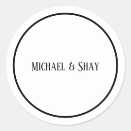 Classic Zwart & Wit Bruiloft Ronde Sticker